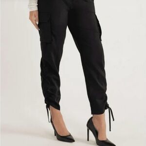Sofia Vergara 🌸 Luxe Cargo High-Rise Black Cinched Twill Pants size XS (2)